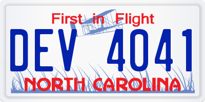 NC license plate DEV4041