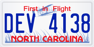 NC license plate DEV4138