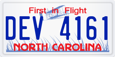 NC license plate DEV4161