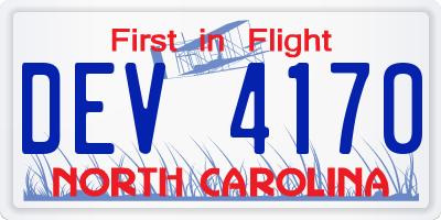 NC license plate DEV4170