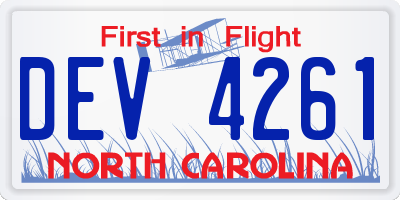 NC license plate DEV4261