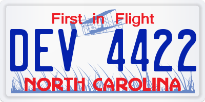NC license plate DEV4422