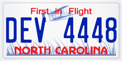 NC license plate DEV4448