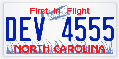 NC license plate DEV4555