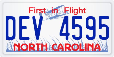 NC license plate DEV4595