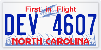 NC license plate DEV4607