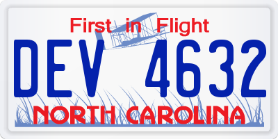 NC license plate DEV4632