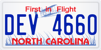 NC license plate DEV4660