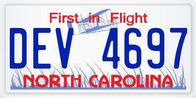 NC license plate DEV4697