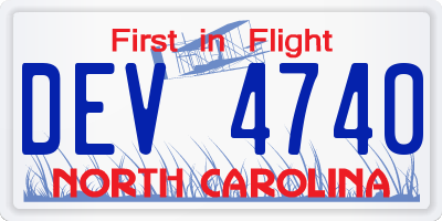 NC license plate DEV4740