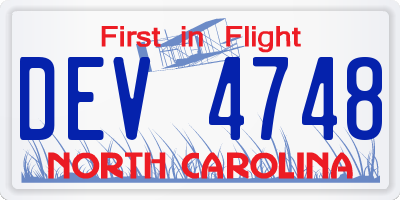 NC license plate DEV4748