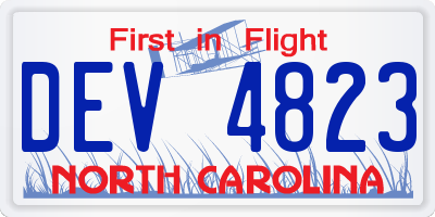 NC license plate DEV4823