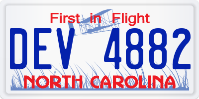 NC license plate DEV4882