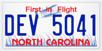 NC license plate DEV5041