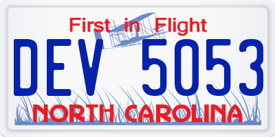 NC license plate DEV5053