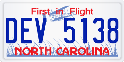 NC license plate DEV5138
