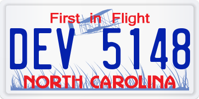 NC license plate DEV5148