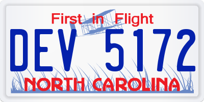NC license plate DEV5172