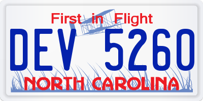 NC license plate DEV5260