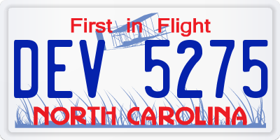 NC license plate DEV5275