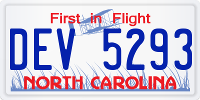 NC license plate DEV5293