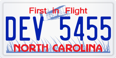 NC license plate DEV5455