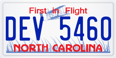 NC license plate DEV5460