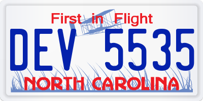 NC license plate DEV5535