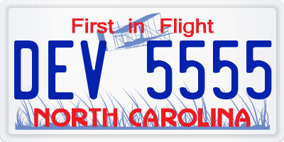 NC license plate DEV5555