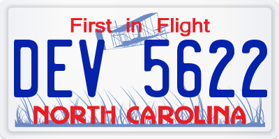NC license plate DEV5622