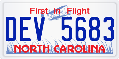 NC license plate DEV5683