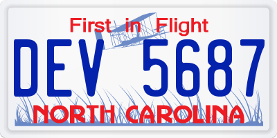 NC license plate DEV5687