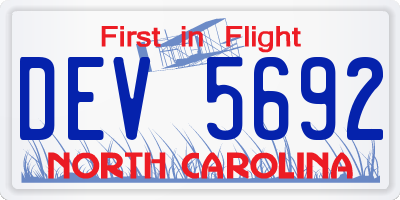 NC license plate DEV5692