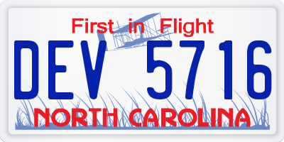 NC license plate DEV5716