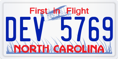 NC license plate DEV5769