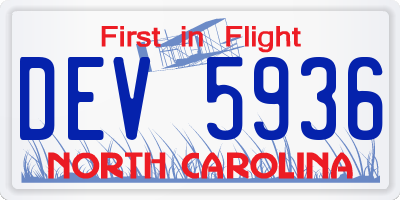 NC license plate DEV5936