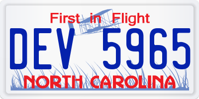 NC license plate DEV5965