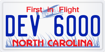 NC license plate DEV6000
