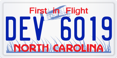 NC license plate DEV6019