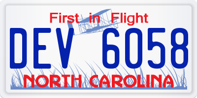 NC license plate DEV6058