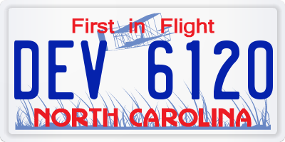 NC license plate DEV6120