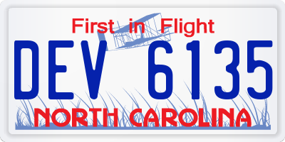 NC license plate DEV6135