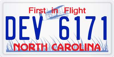 NC license plate DEV6171