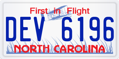 NC license plate DEV6196