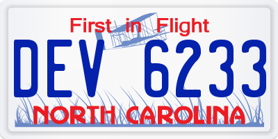 NC license plate DEV6233