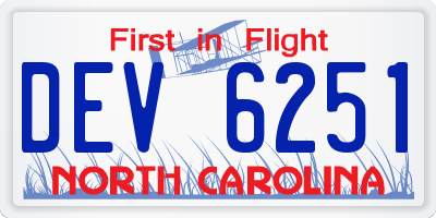 NC license plate DEV6251
