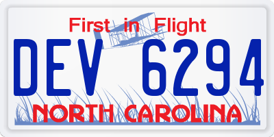 NC license plate DEV6294