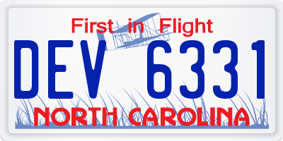 NC license plate DEV6331