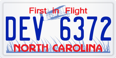 NC license plate DEV6372