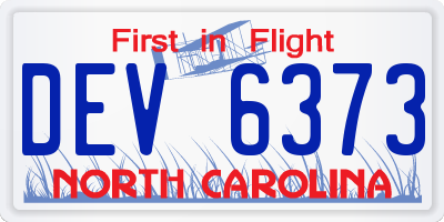 NC license plate DEV6373